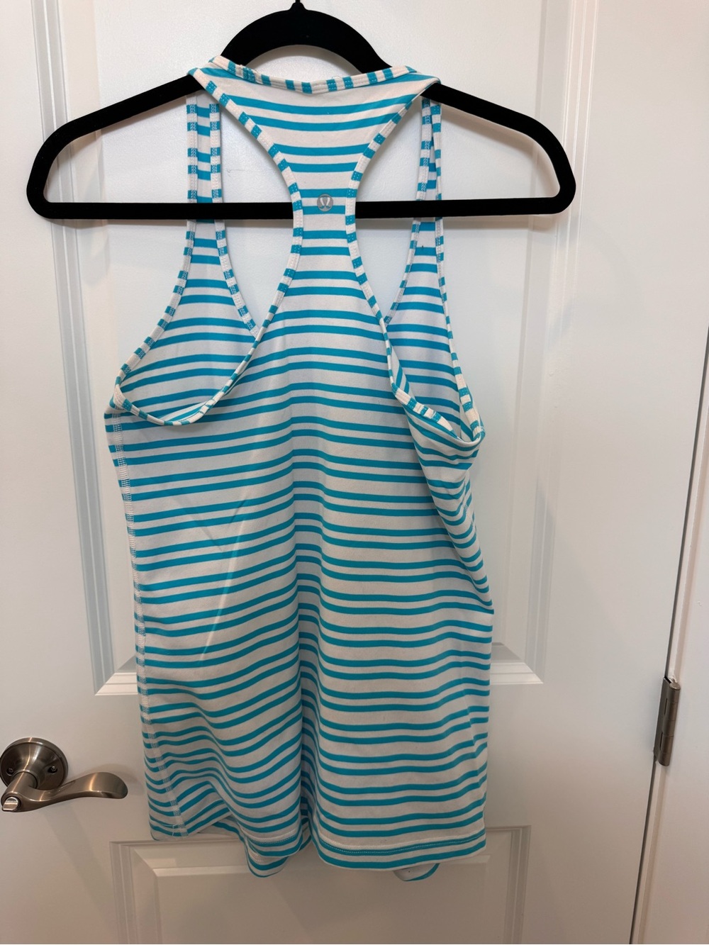 lululemon athletica Teal and White Striped Racerback Tank